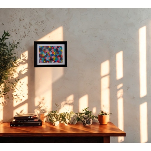 Framed Abstract Art Print | Colorful Modern Wall Décor | 5x7 inch - Picture 2 of 6
